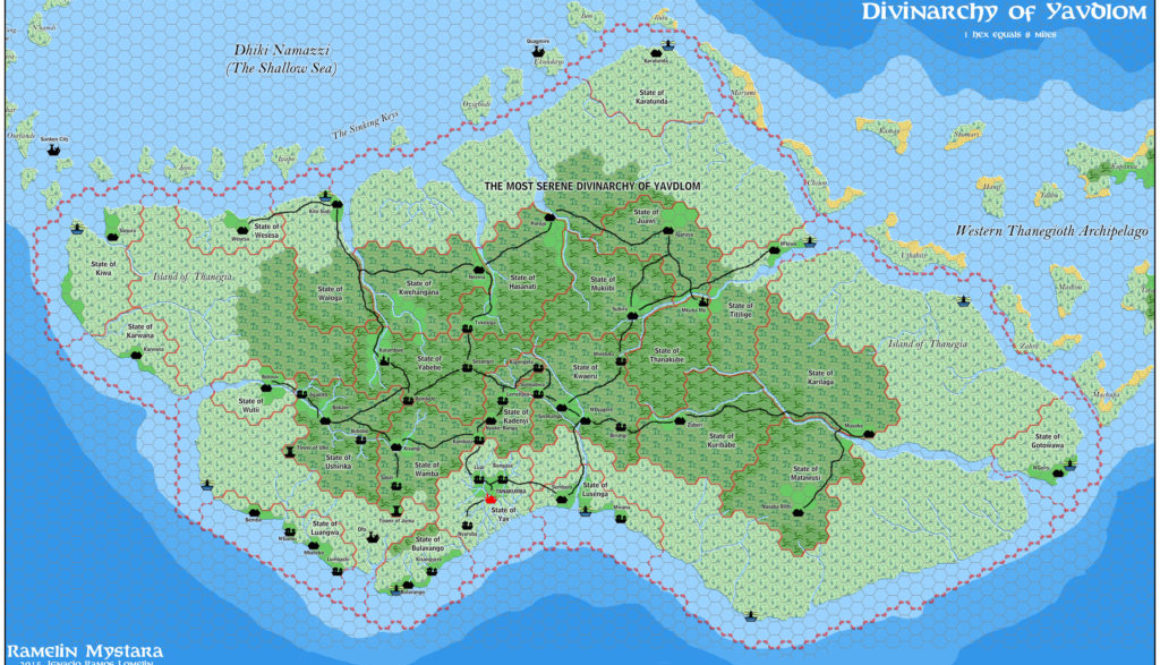 The Divinarchy of Yavdlom, 8 miles per hex by Jose Ignacio Ramos Lomelin, November 2015