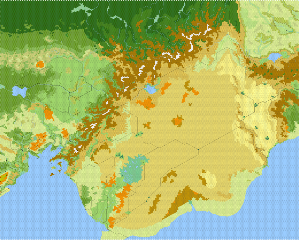 The Great Waste and Hule, 8 miles per hex by Eric Anondson, August 2010