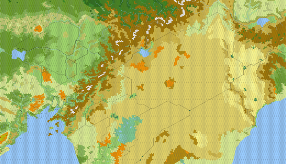 The Great Waste and Hule, 8 miles per hex by Eric Anondson, May 2014