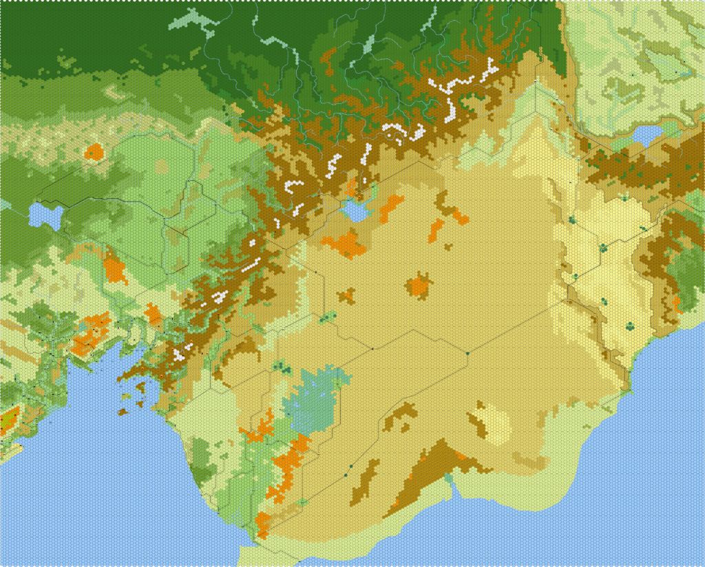 The Great Waste and Hule, 8 miles per hex by Eric Anondson, May 2014
