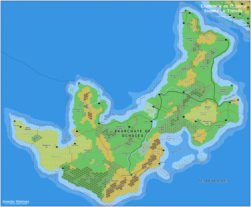 The Exarchate of Ochalea, 8 miles per hex by Jose Ignacio Ramos Lomelin, November 2015
