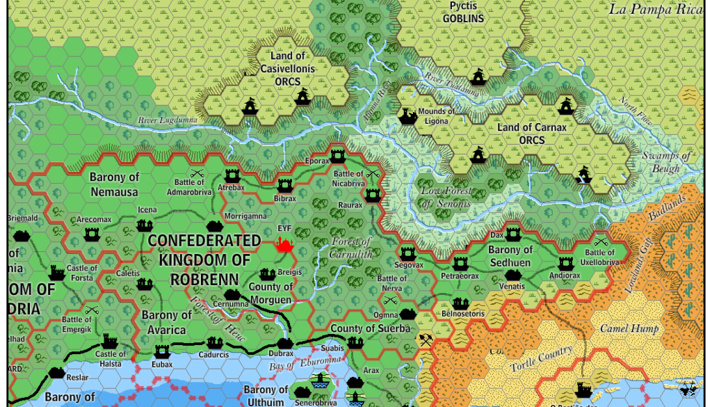 The Confederated Kingdom of Robrenn, 8 miles per hex by Jose Ignacio Ramos Lomelin, November 2015