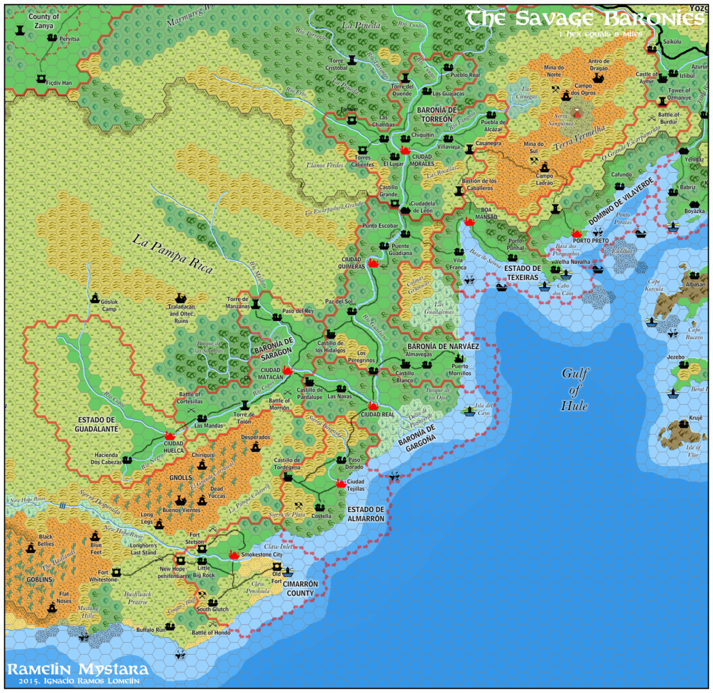 The Savage Baronies, 8 miles per hex by Jose Ignacio Ramos Lomelin, November 2015