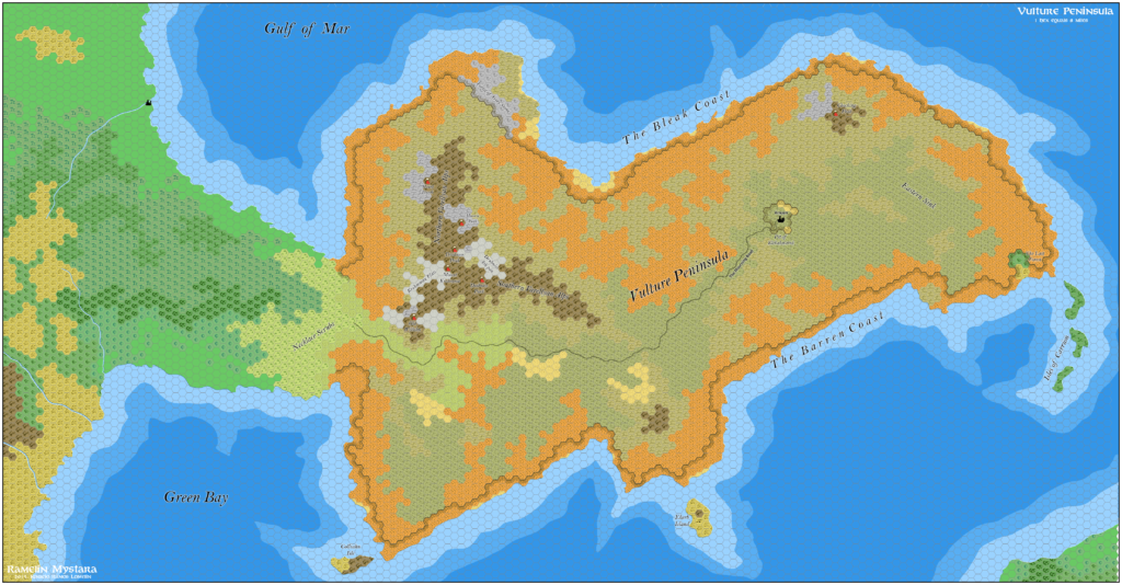 The Vulture Peninsula, 8 miles per hex by Jose Ignacio Ramos Lomelin, November 2015