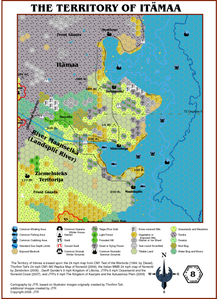 The Territory of Itämaa, 8 miles per hex by JTR, July 2008