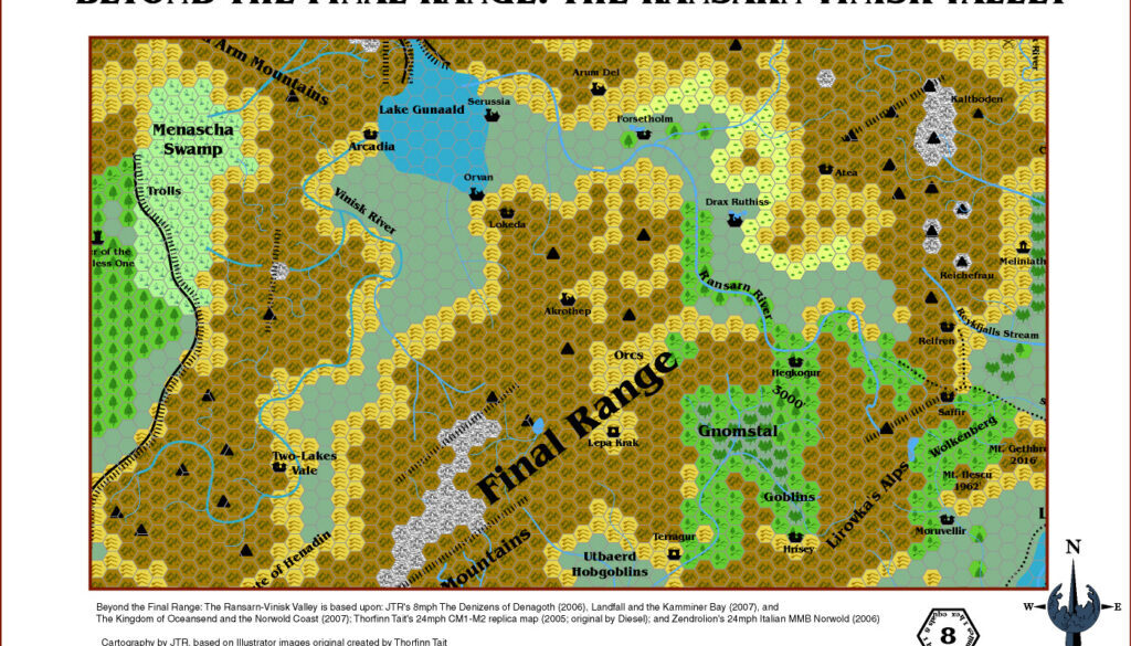 The Ransarn-Vinisk Valley, 8 miles per hex by JTR, March 2008