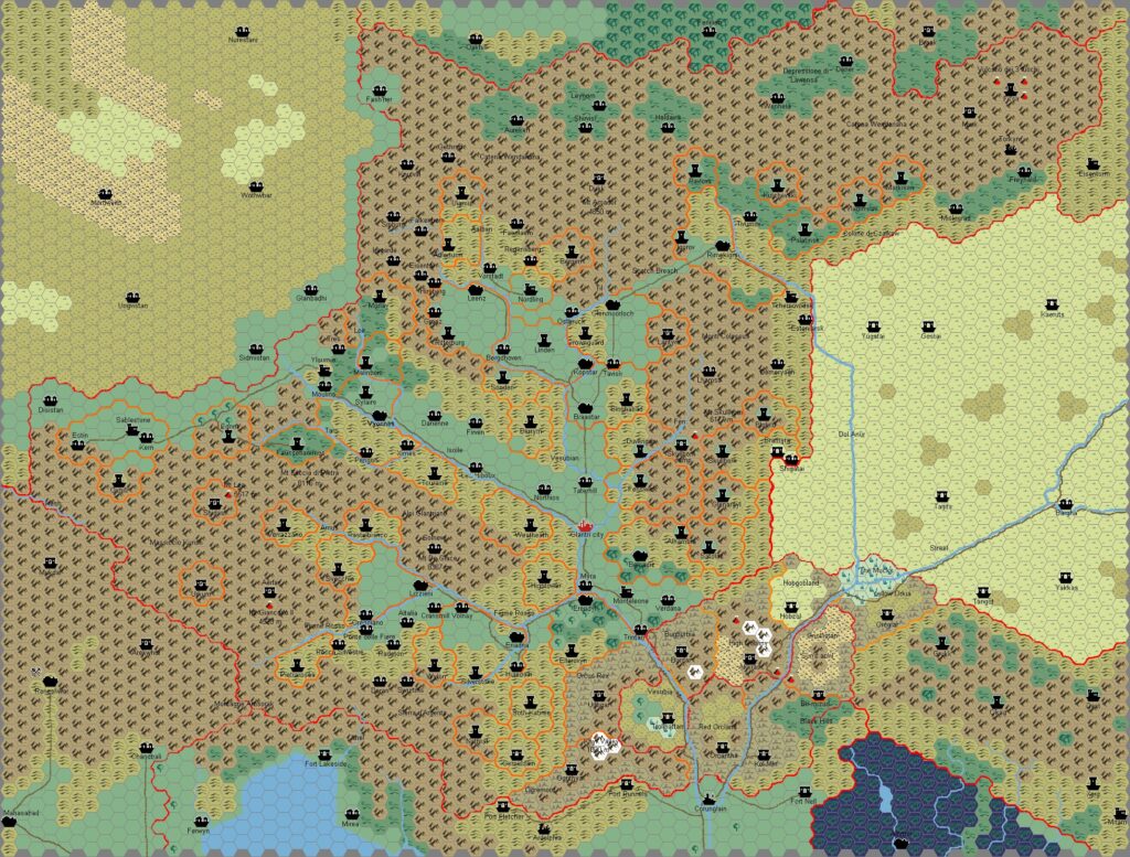 Glantri 1012 AC, 8 miles per hex v2 by Francesco Defferrari, October 2006