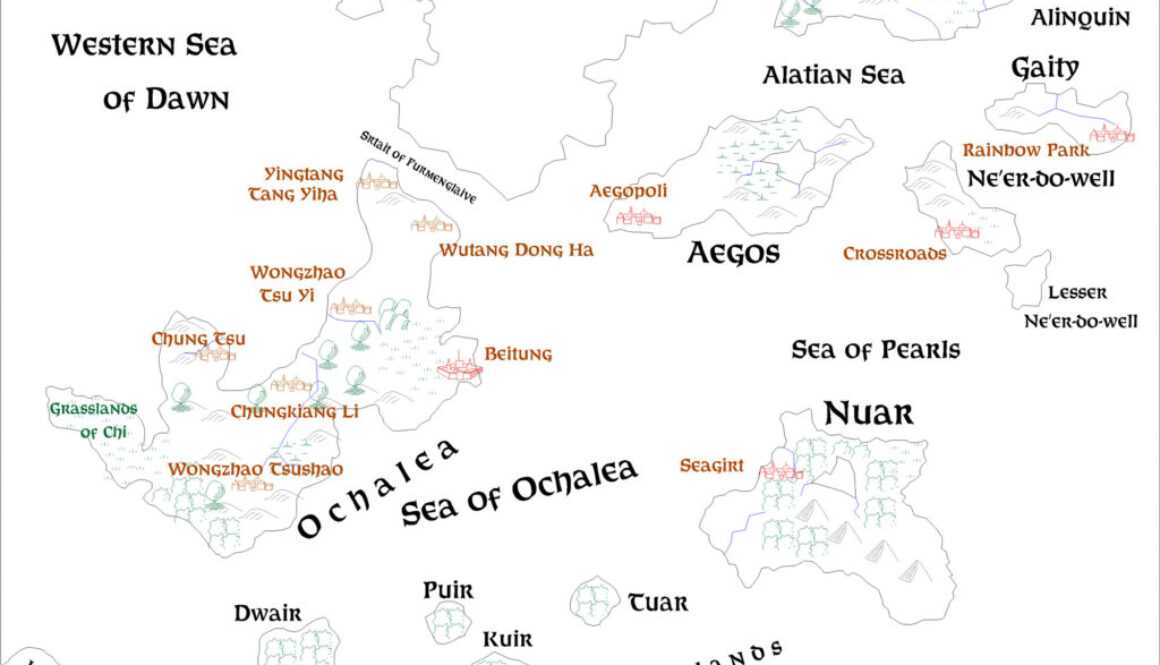 Ochalea, the Pearl Islands, and the Alatian Islands by Aleksei Andrievski, October 1997, with labels changed to Feinen Bold