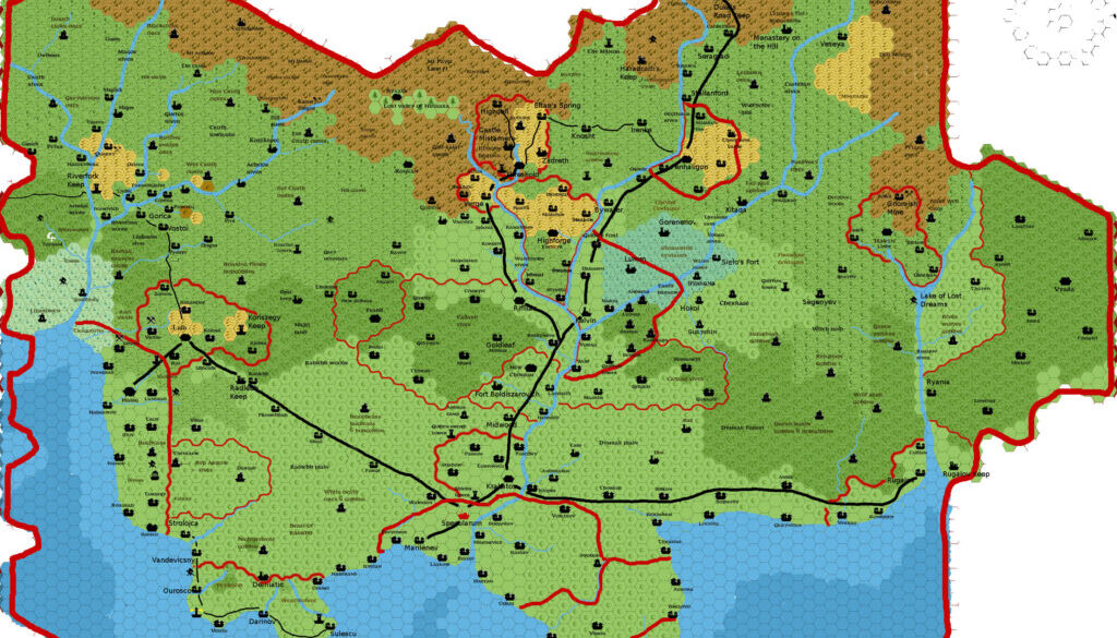 Karameikos, 3.2 miles per hex by Francesco Defferrari, October 2012