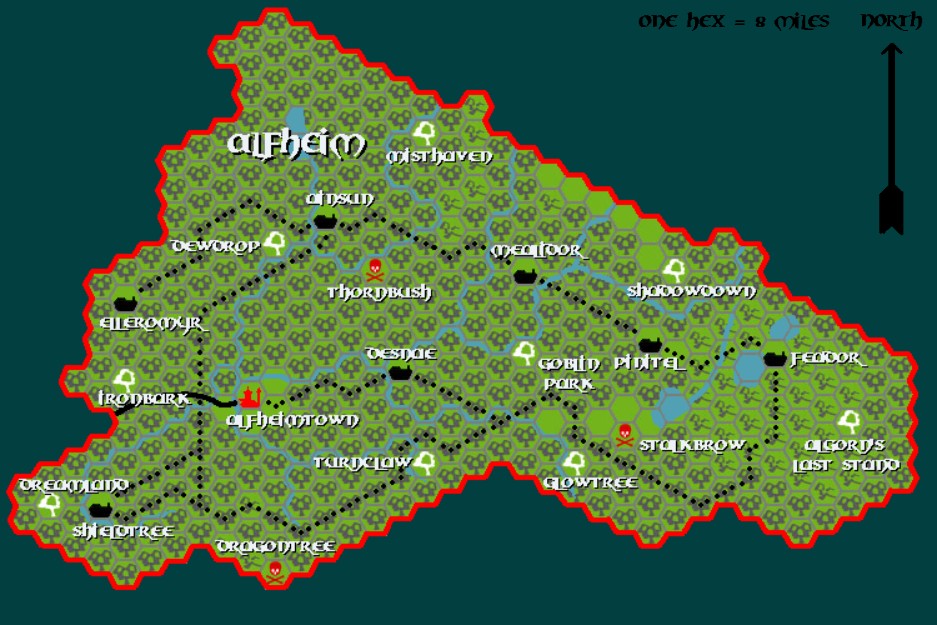 Alfheim, 8 miles per hex by Tim Roberts, c. July 2001