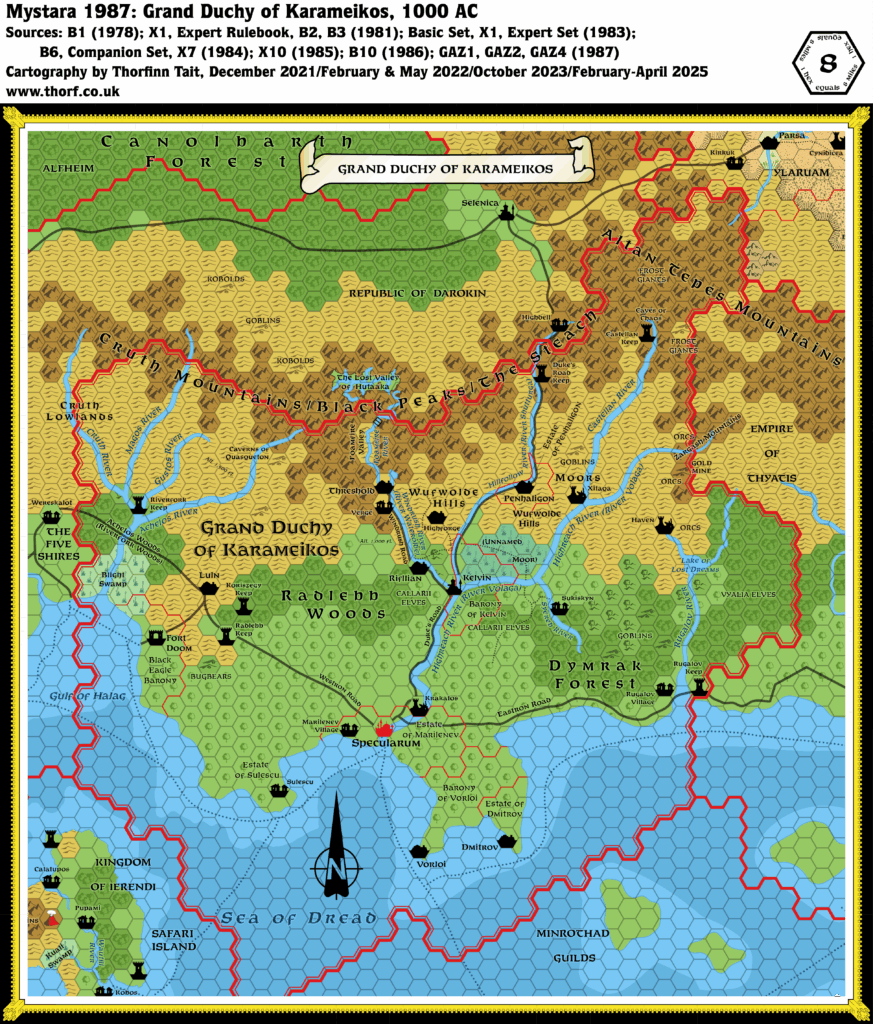Karameikos, 8 miles per hex (1987)