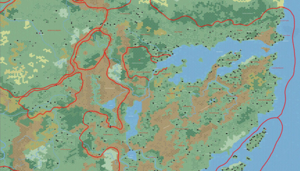 Norwold 1160 AC, 8 miles per hex by Andrea Francolini, January 2009