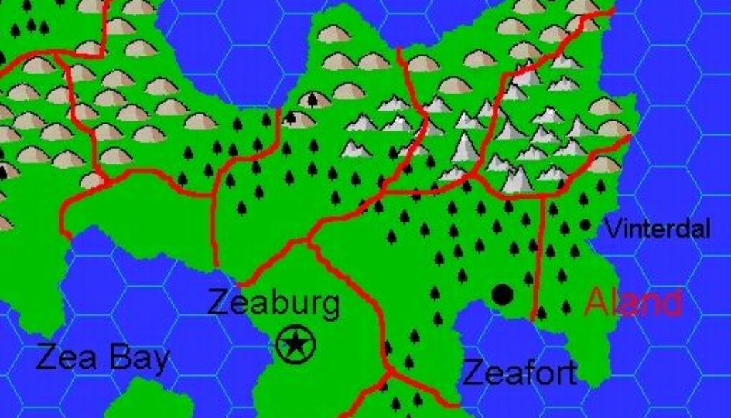 Domain of Aland, 8 miles per hex by Jacob Skytte, March 2000