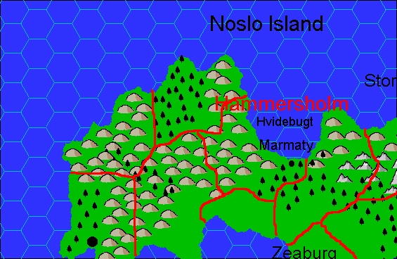 Clan Domain of Hammersholm, 8 miles per hex by Jacob Skytte, March 2000