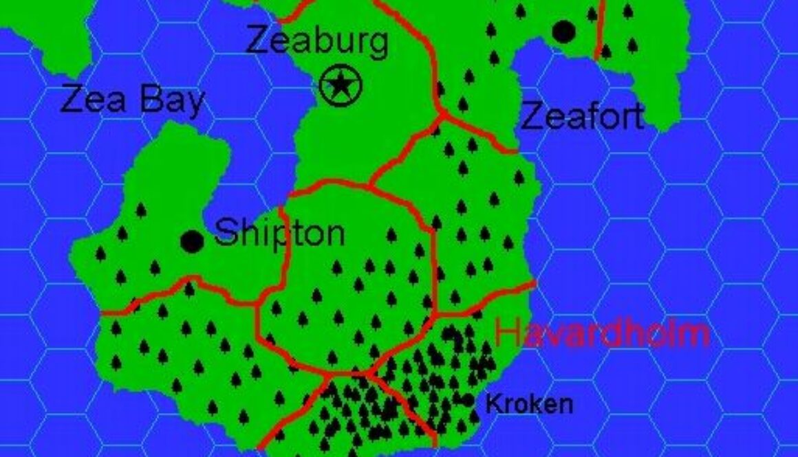 Clan Domain of Havardholm, 8 miles per hex by Jacob Skytte, March 2000