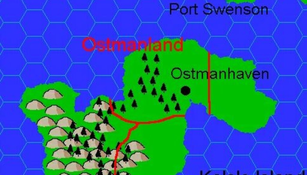 Clan Domain of Ostmanland, 8 miles per hex by Jacob Skytte, August 2001
