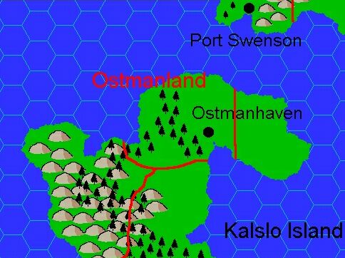 Clan Domain of Ostmanland, 8 miles per hex by Jacob Skytte, August 2001
