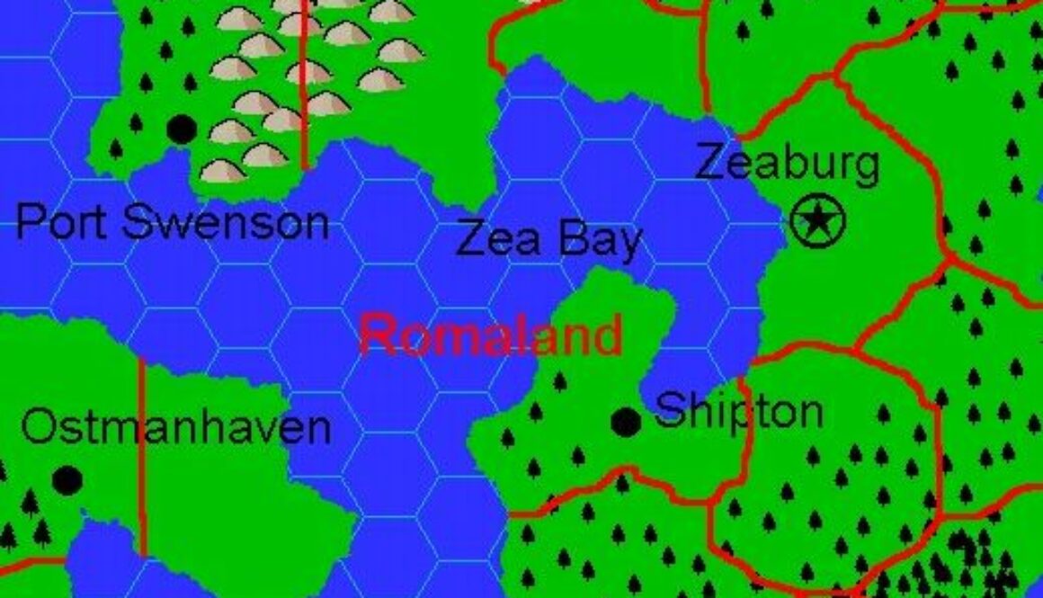 Clan Domain of Romaland, 8 miles per hex by Jacob Skytte, September 2000