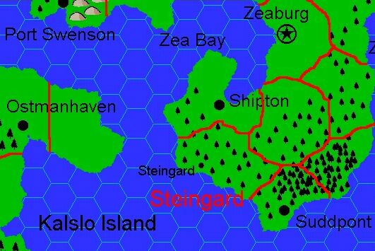Domain of Steingard, 8 miles per hex by Jacob Skytte, September 2000