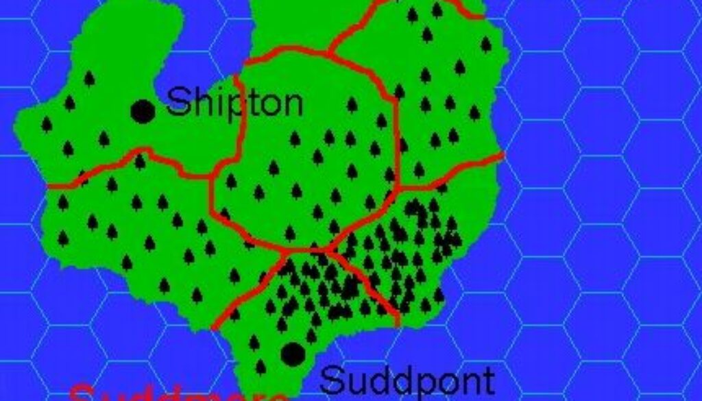 Clan Domain of Suddmore, 8 miles per hex by Jacob Skytte, April 2000