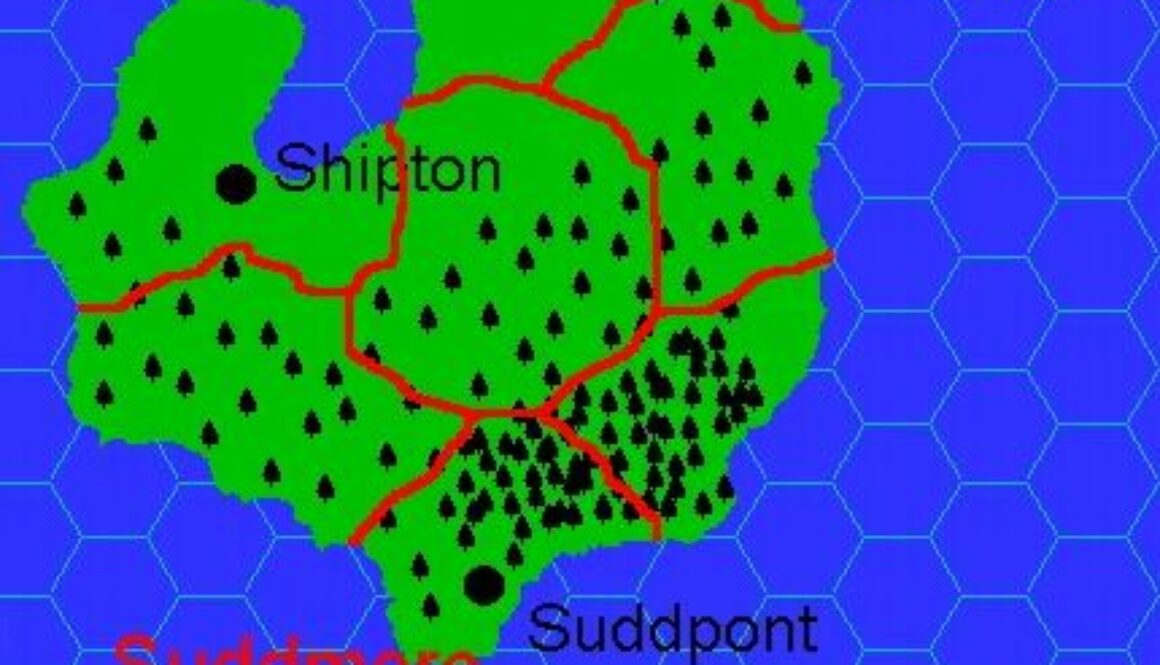 Clan Domain of Suddmore, 8 miles per hex by Jacob Skytte, April 2000