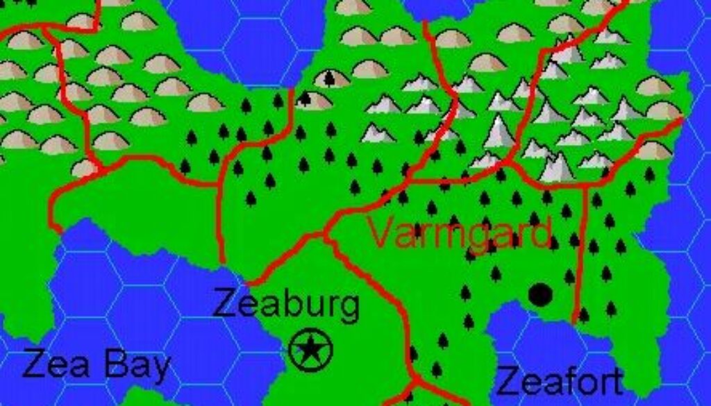 Clan Domain of Varmgard, 8 miles per hex by Jacob Skytte, March 2000