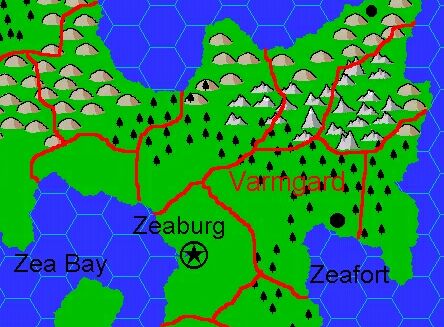 Clan Domain of Varmgard, 8 miles per hex by Jacob Skytte, March 2000