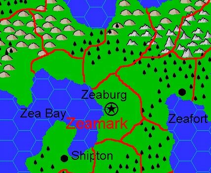 Clan Domain of Zeamark, 8 miles per hex by Jacob Skytte, April 2001