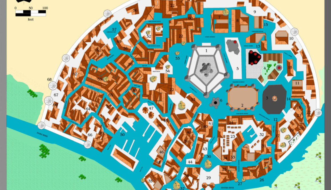 Glantri City by Alan Derek Jones, August 2002, exported in high resolution by Thorfinn Tait, April 2025