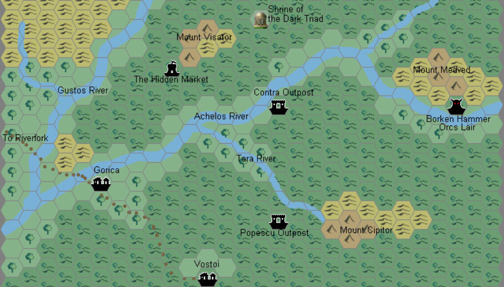 Achelos River Area, 1.3 miles per hex by Giampaolo Agosta, August 2008