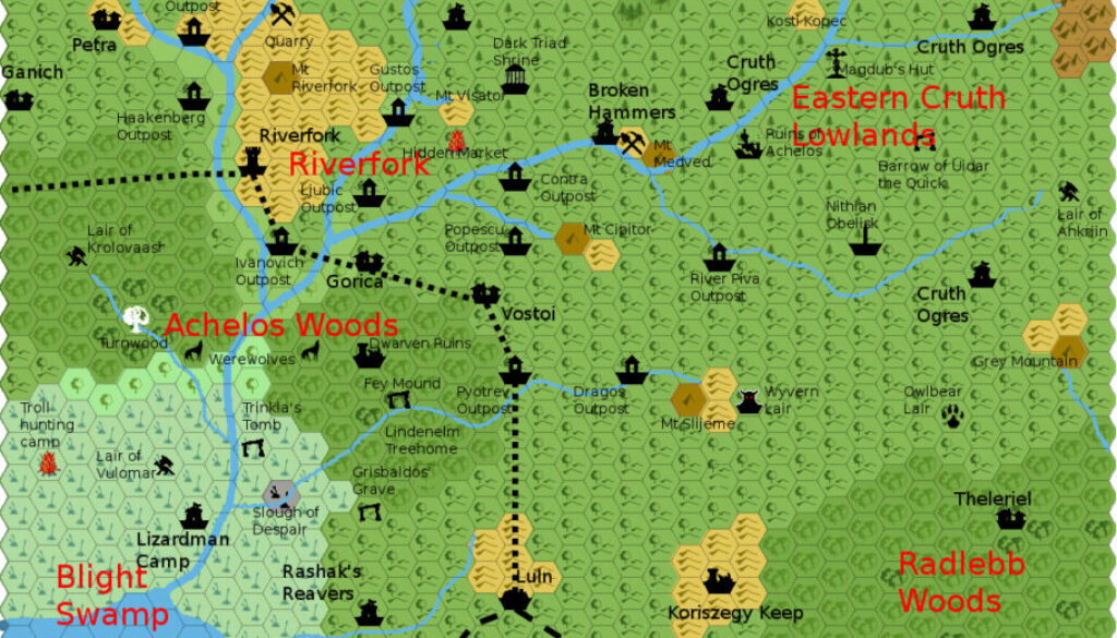 Cruth Lowlands, 2.7 miles per hex by Giampaolo Agosta, March 2012