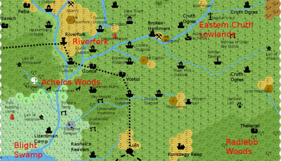 Cruth Lowlands, 2.7 miles per hex by Giampaolo Agosta, March 2012
