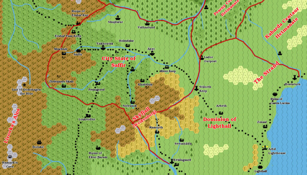 The City State of Saffir, 2.3 miles per hex by Giampaolo Agosta, April 2018