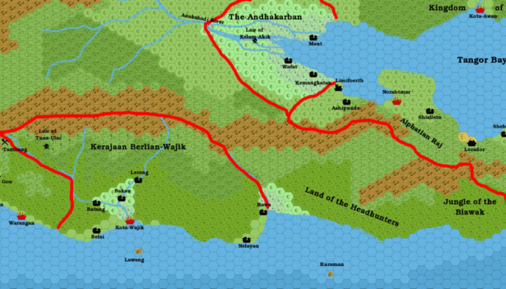 The Gulf of Tangor and Tangor Bay areas, 24 miles per hex by Giampaolo Agosta, June 2018