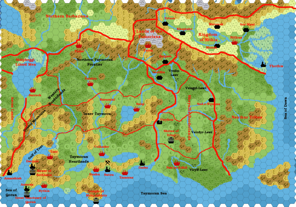 Taymora 2000 BC, 24 miles per hex v2 by Giampaolo Agosta, July 2016