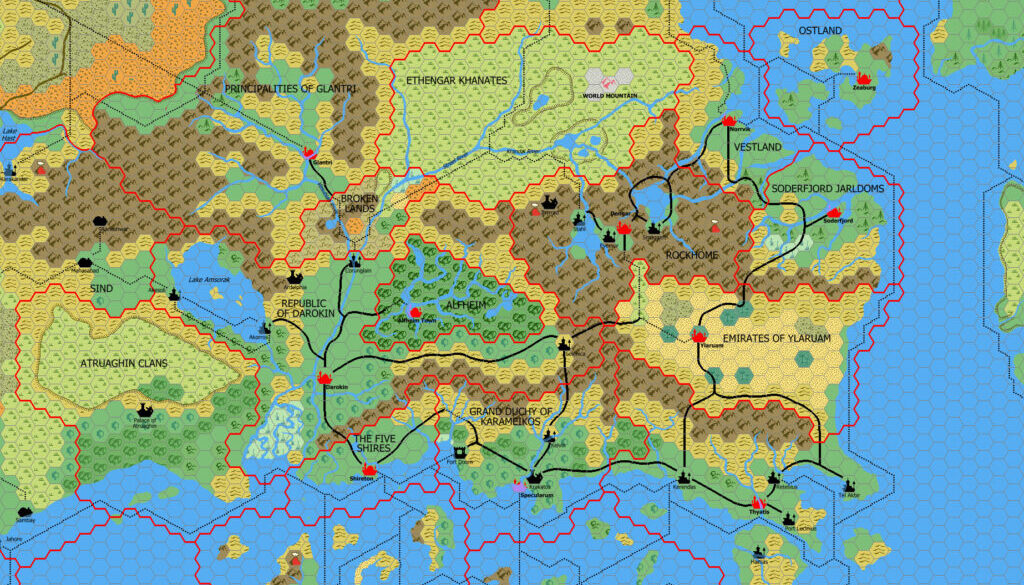 The Known World, 24 miles per hex by Mark Howard, March 2005