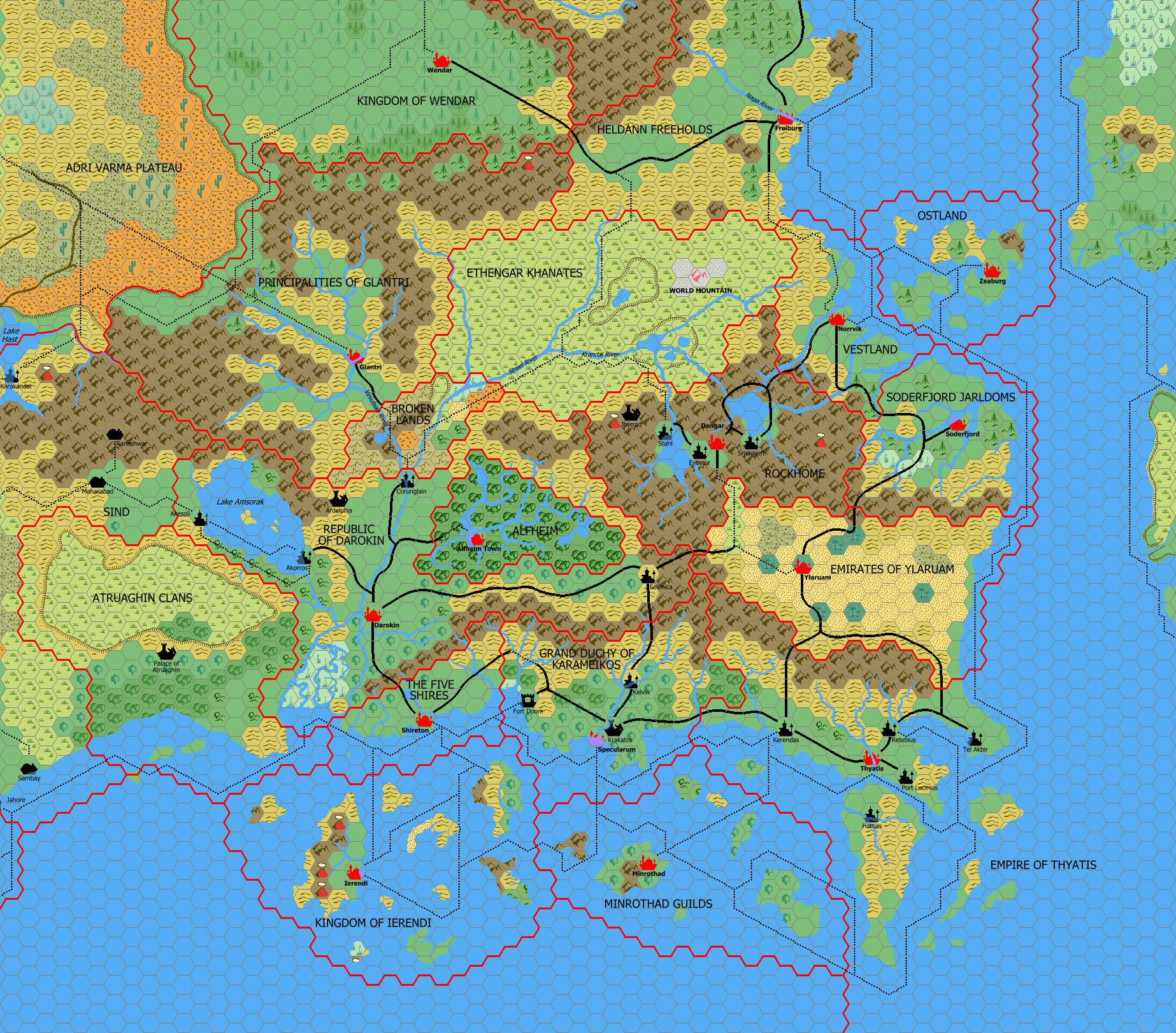 The Known World, 24 miles per hex by Mark Howard, March 2005