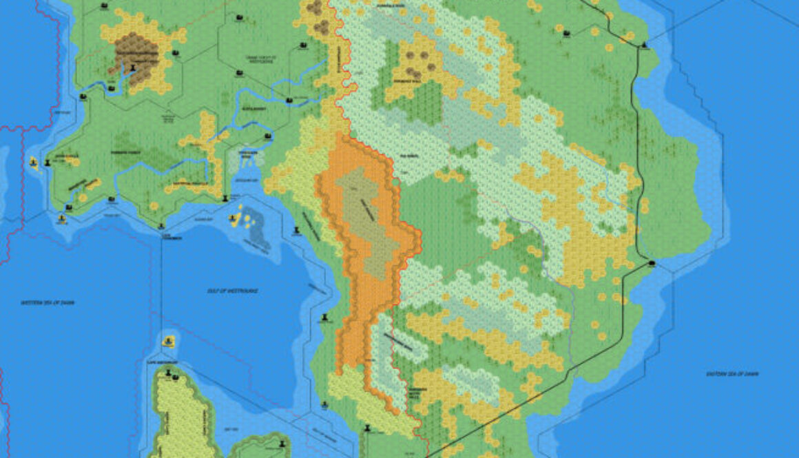 The Northern Isle of Dawn, 8 miles per hex by Mark Howard, September 2006