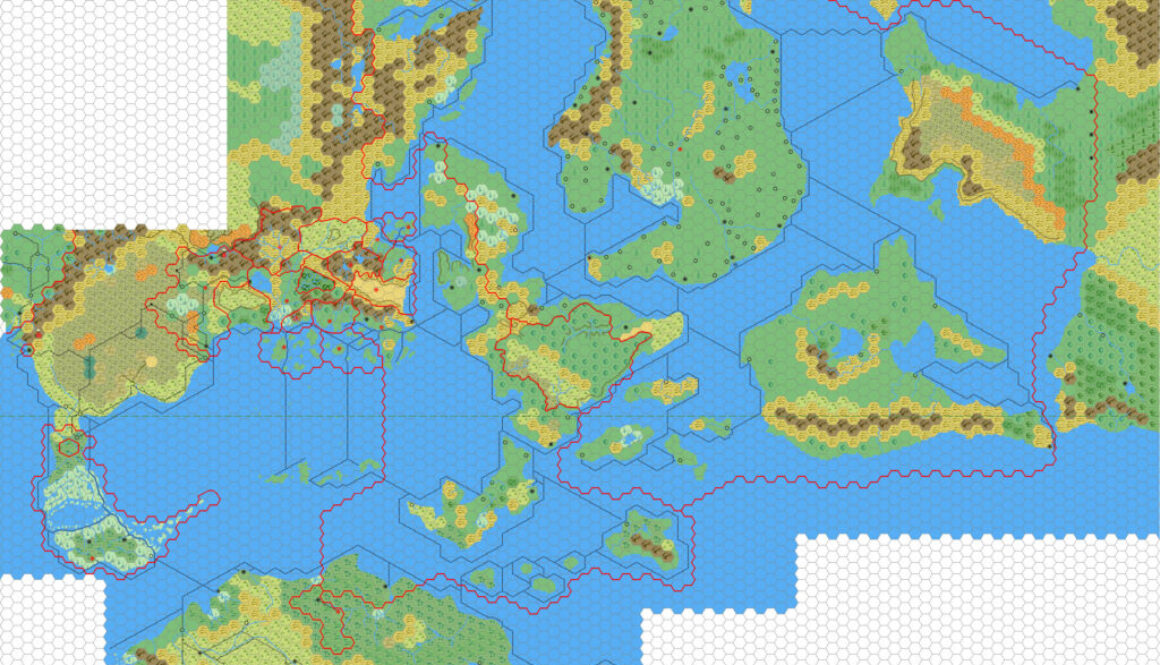 The Known World Region, 72 miles per hex by Mark Howard, June 2005