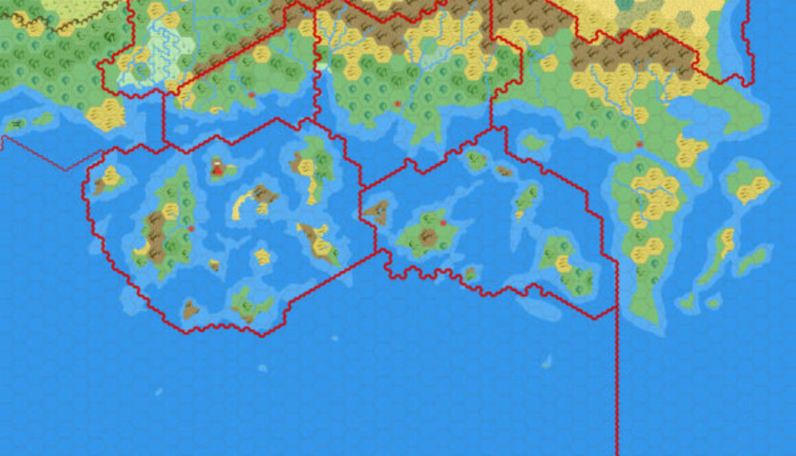 Known World and Sea of Dread, 24 miles per hex by Mark Howard, January 2019