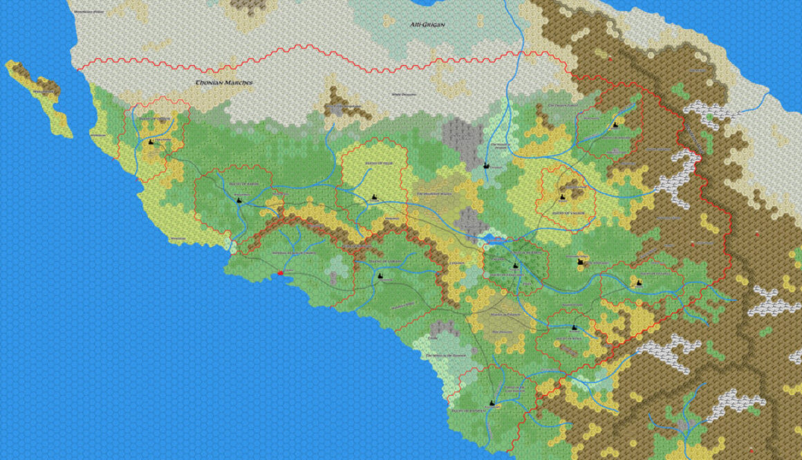 The Empire of Thonia, 24 miles per hex by Mark Howard, May 2021