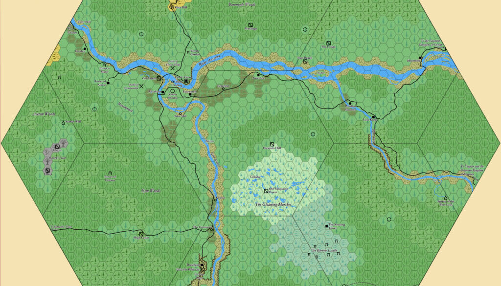 The Barony of Ystern, 0.5 miles per hex by Mark Howard, February 2022