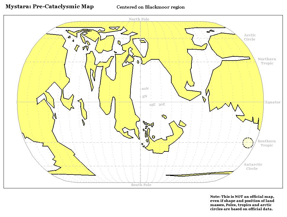 Precataclysmic Mystara centred on Blackmoor by Michele Carpita, August 2005