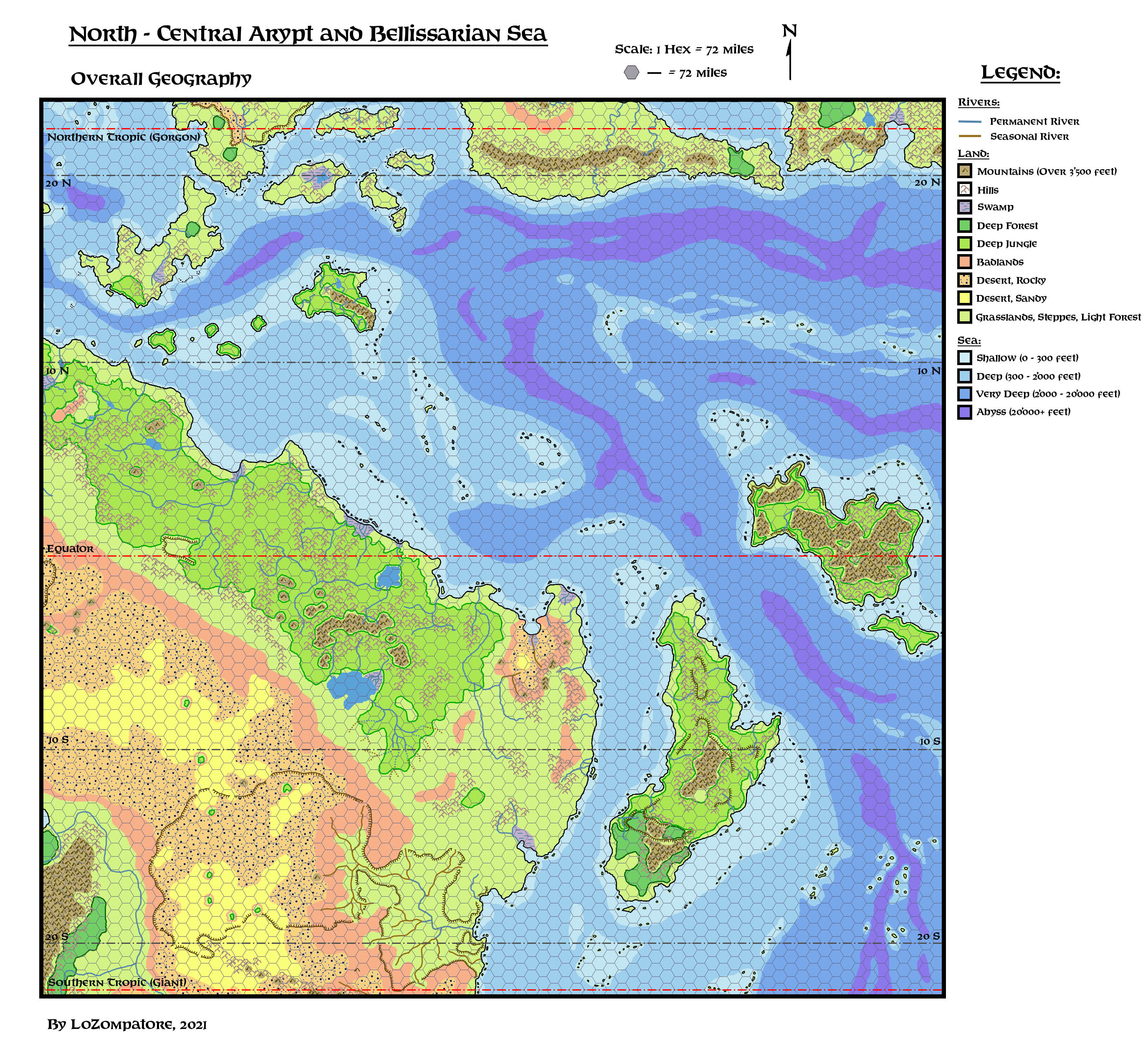 North Central Arypt, 72 miles per hex by Michele Carpita, June 2021