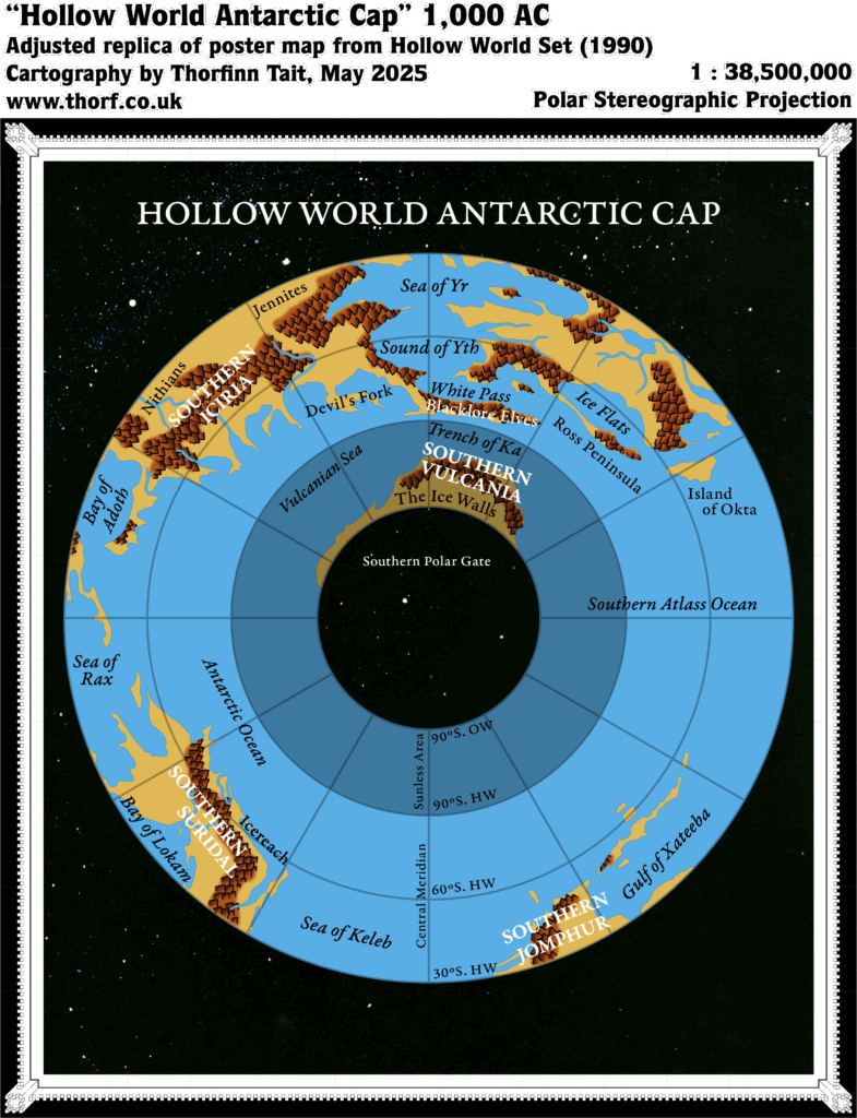 Adjusted Replica Map of the Hollow World Set Hollow World Antarctic Cap, May 2025