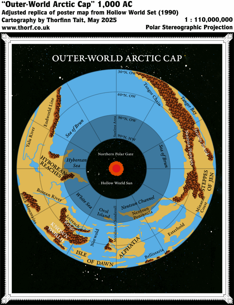 Adjusted Replica Map of the Hollow World Set Outer World Arctic Cap, May 2025
