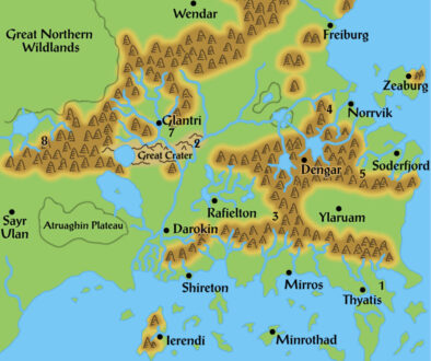 Colourised Replica Map of Joshuan’s Almanac map of the Known World 1012 AC, December 2025