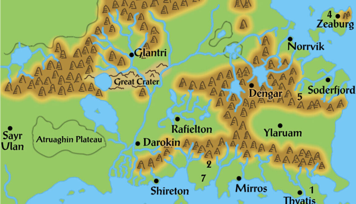 Colourised Replica Map of Joshuan’s Almanac map of the Known World 1013 AC, December 2025