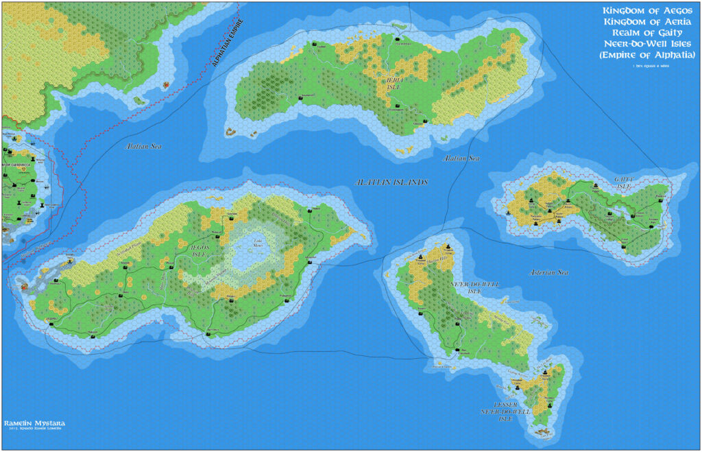 Alatian Islands, 8 miles per hex by Jose Ignacio Ramos Lomelin, c. December 2015 (version 1)