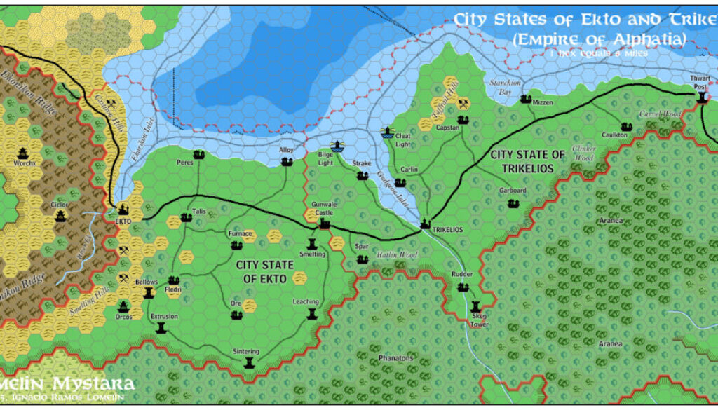 City States of Ekto and Trikelios, 8 miles per hex by Jose Ignacio Ramos Lomelin, November 2015